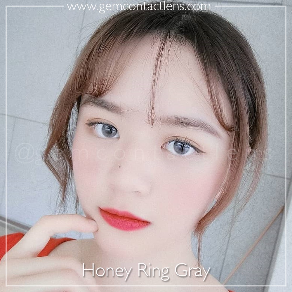 Áp Tròng Giãn Nhẹ HONEY RING GRAY Nội Địa Hàn OLENS HSD 3-6 Tháng Đủ Độ Có Lệch Lens Xám Tây Tự Nhiên Cho Mắt Nhạy Cảm