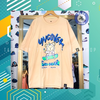 Áo Phông be oversize Nam Nữ UNCOVER lướt ván ảnh thật