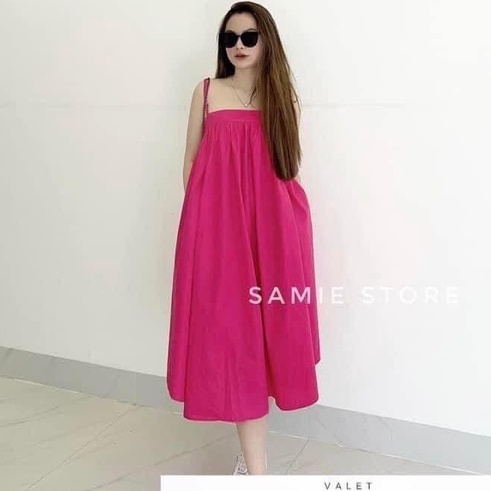 váy 2 dây ôm ngực dáng dài, đầm maxi đi biển bầu bí phom rộng mặc thoải mái