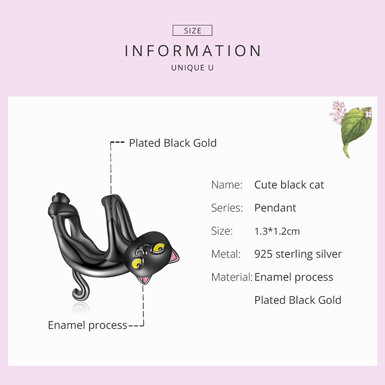 Hạt Charm Bamoer Bsc520 bạc 925 hình mèo đen phong cách quyến rũ hợp thời trang dùng làm vòng tay