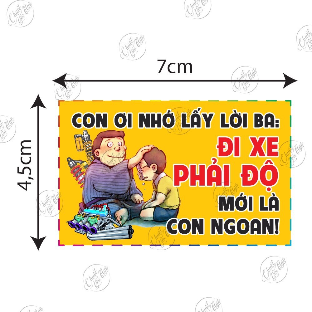 Combo 5 miếng dán cảnh báo vui dán xe máy NT 18