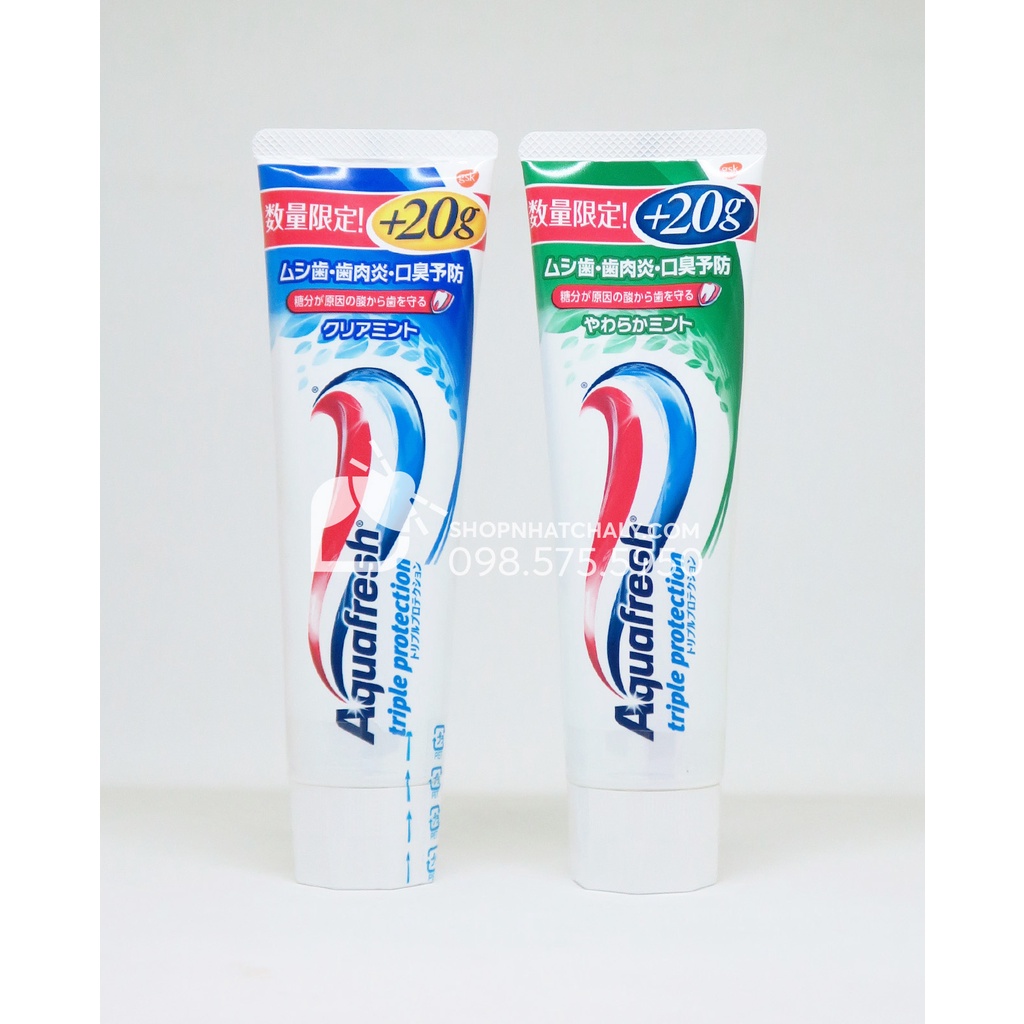 Kem đánh răng chống sâu răng tụt lợi Aquafresh Triple Protection 140g Nhật Bản. Hương bạc hà thơm. Hàng nội địa Nhật