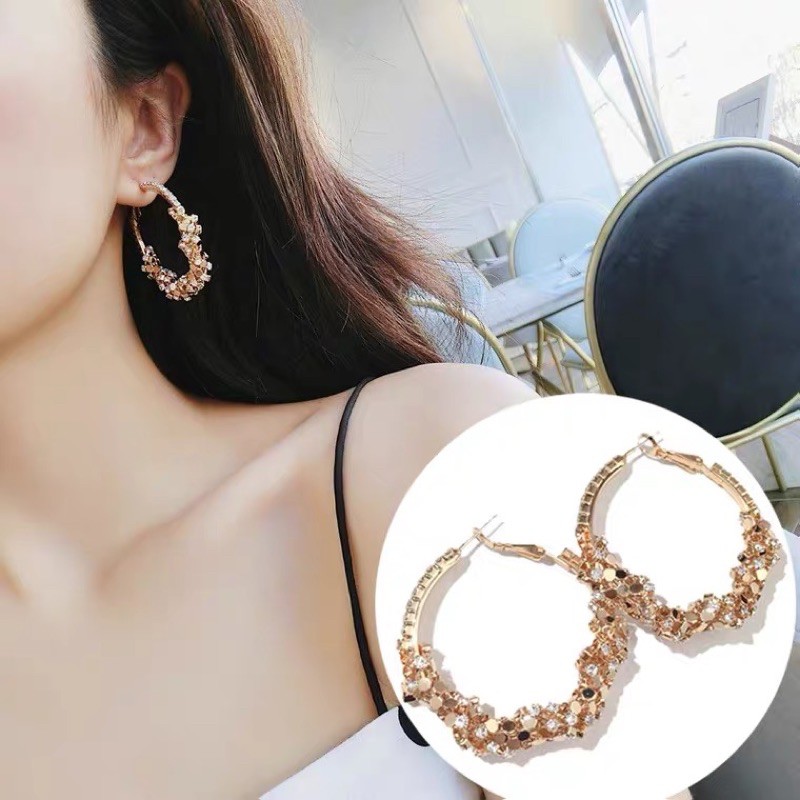 Bông tai,khuyên tai, tròn đính đá vành sang chảnh.bản vip