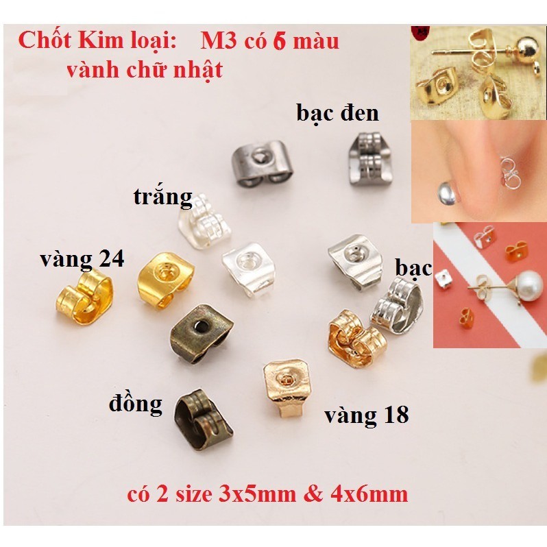 50-100 CHỐT ĐUÔI HOA TAI - BỊT SAU KHUYÊN XỎ 5-6MM/ CHỐT CHUÔI HOA TAI