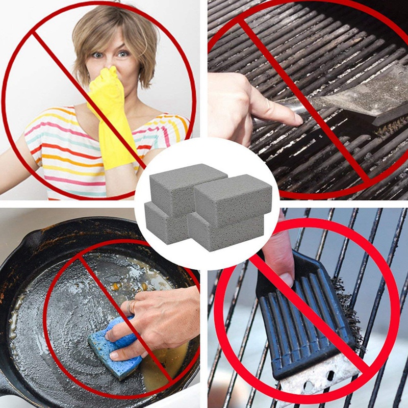 Set 4 Khối Gạch Làm Sạch Vỉ Nướng BBQ Loại Bỏ Vết Bẩn