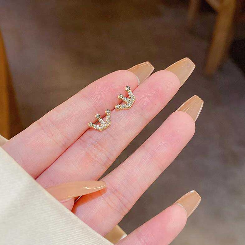 Bông Tai Mạ Vàng / Bạc 925 Hình Vương Miện Nữ Hoàng Thời Trang