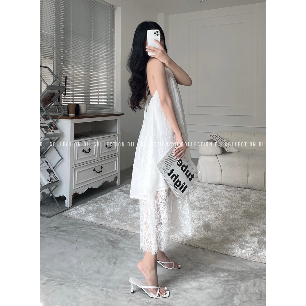 DII COLLECTION - Đầm ren thiết kế cổ yếm dạo biển hở lưng cao cấp