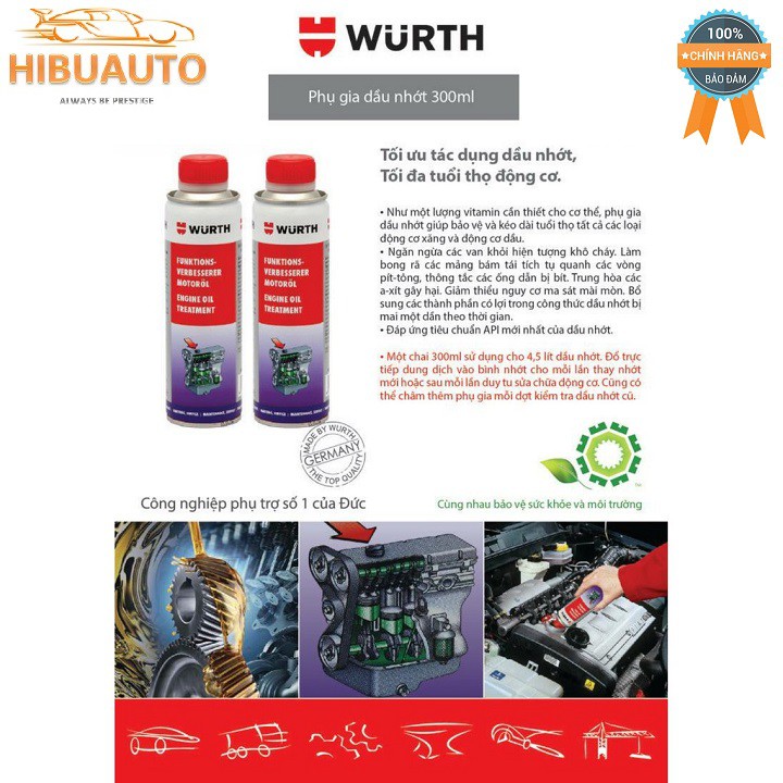 Phụ Gia Dầu Nhớt WURTH Engine Oil Treatment 300ml | Hàng Nhập Đức