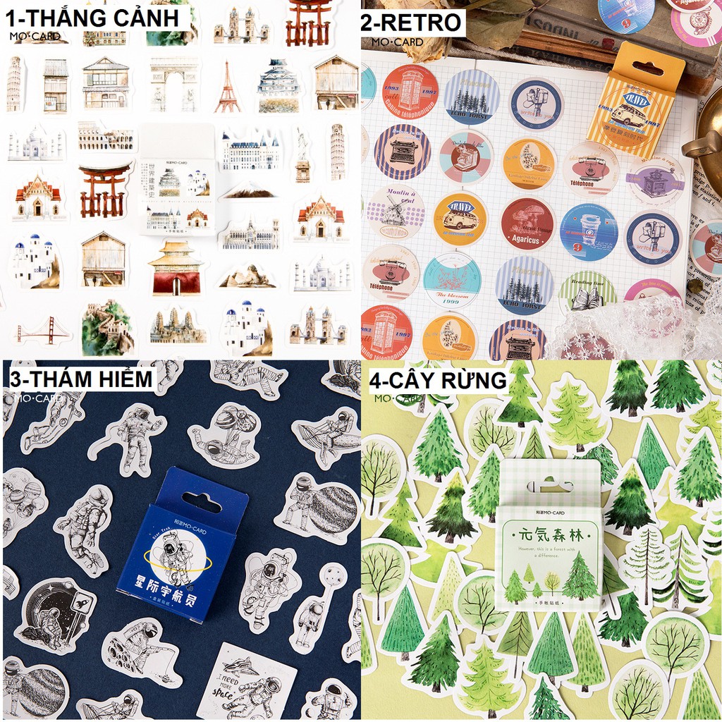 Hộp 45 sticker trang trí planner scrapbook M3