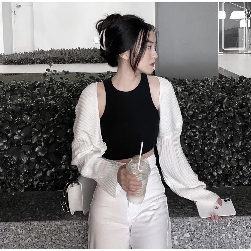 Áo croptop ba lỗ , Áo Ba Lỗ ngược chất thun Bo rip dày mềm mịn