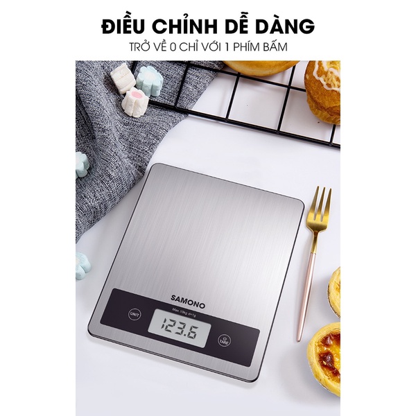 Cân tiểu ly điện tử mini SAMONO SW-KS03 dùng cho nhà bếp độ chính xác cao từ 3g đến 10kg - Hàng chính hãng