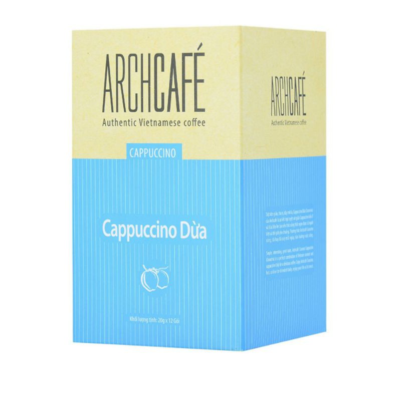Cà phê Archcafe Capuccino dừa -cà phê hòa tan (hộp 12 gói date 2022)