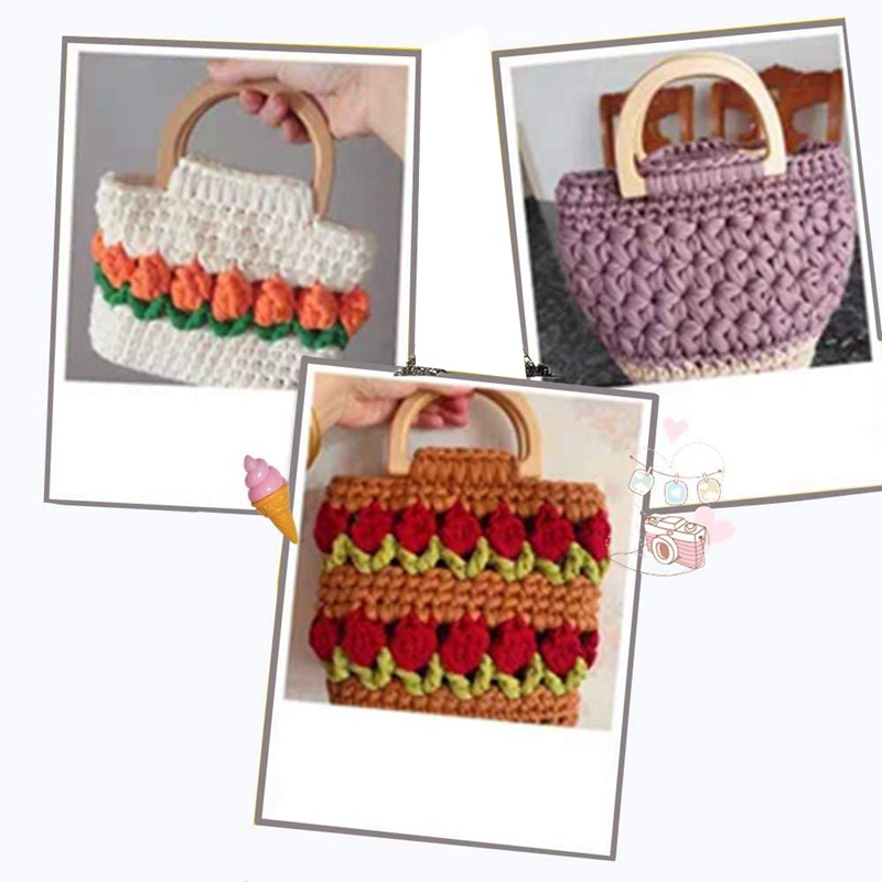 Bộ 4 Tay Cầm Bằng Gỗ Hình Chữ D Dùng Để Làm Ví Cầm Tay DIY