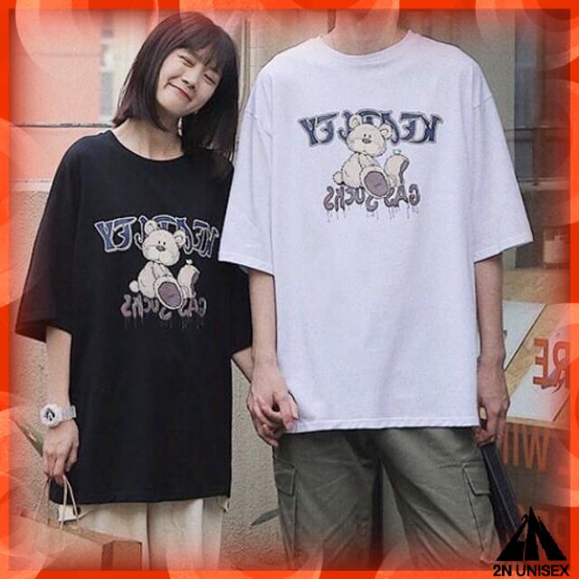 Áo thun tay lỡ form rộng - phông nam nữ cotton oversize - T shirt gấu Teddy a - 2N Unisex
