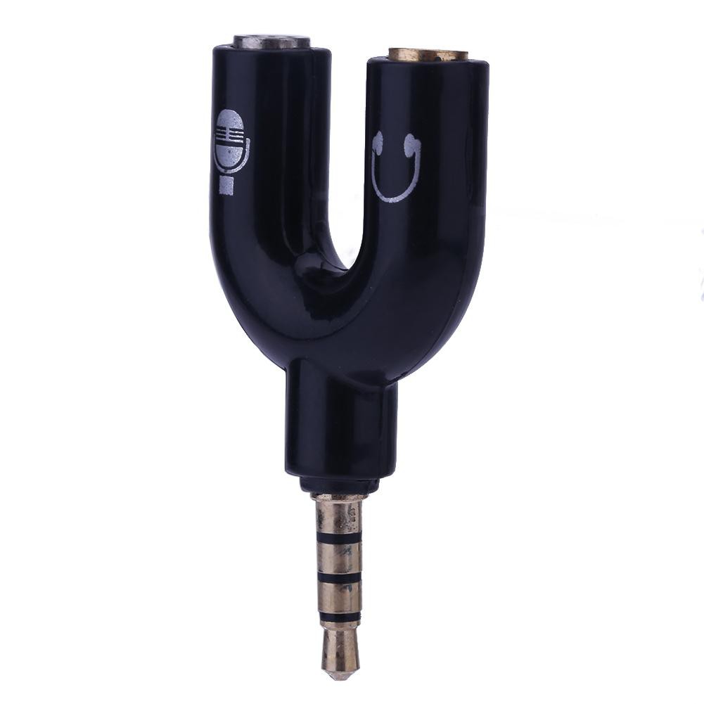 Đầu giắc chuyển đổi tai nghe chia chữ U 2 hướng âm thanh nổi 3.5mm