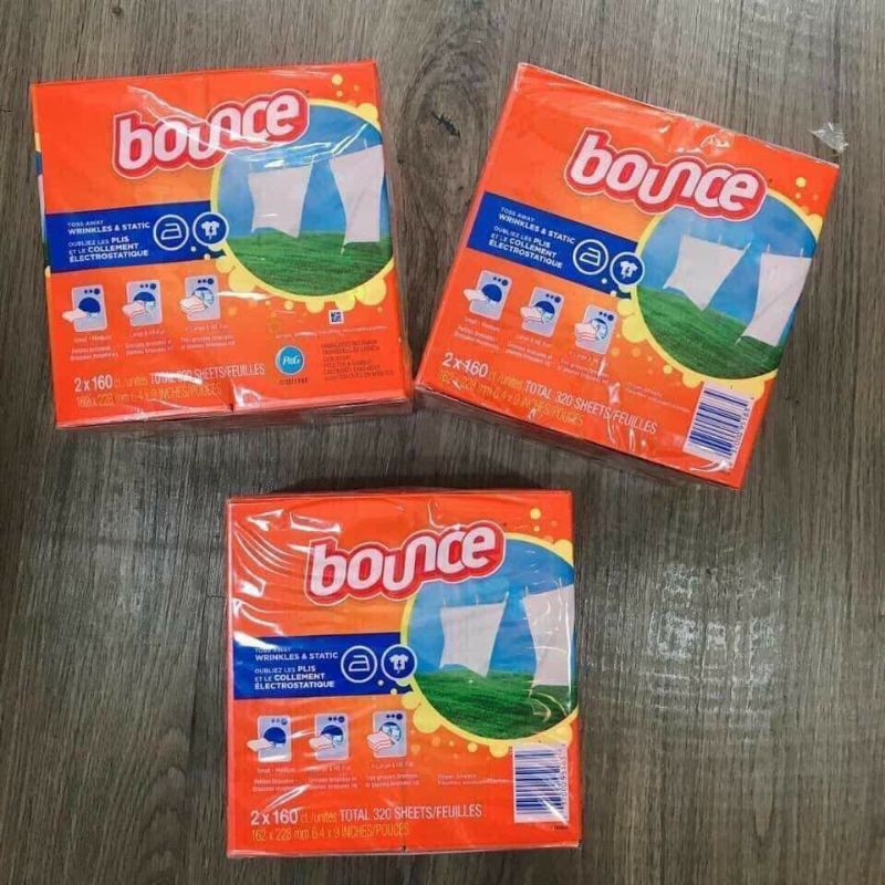 Giấy thơm Bounce của Mỹ . Hộp 160 tờ 250k. Set 2 hộp 320 tờ 500k