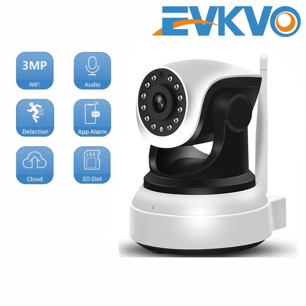 EVKVO - Camhi PRO APP FHD 3MP WIFI CCTV Camera Rotate Wireless PTZ IP Camera CCTV Infrared Night Vision Security Camera Surveillance Camera Two Way Audio IP CCTV Motion Detection Alarm PTZ Camera