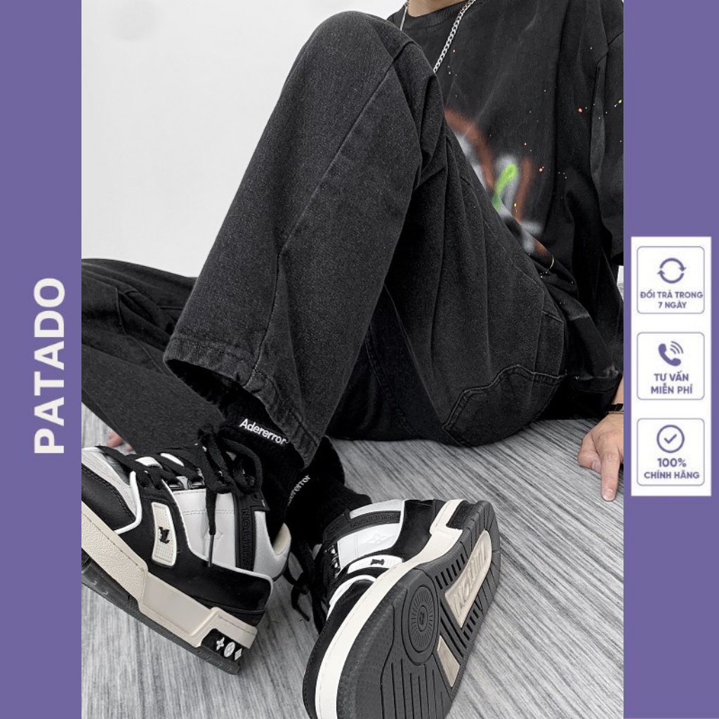 Quần jean nam PATADO dáng baggy ống suông rộng mẫu rách gối mã RG01