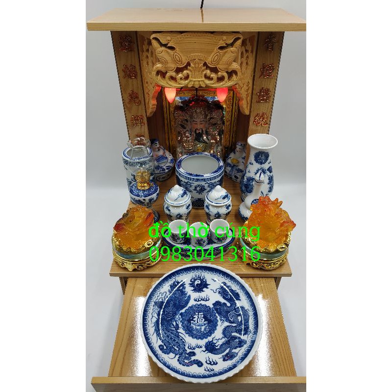Bộ đồ thờ men lam 36cm