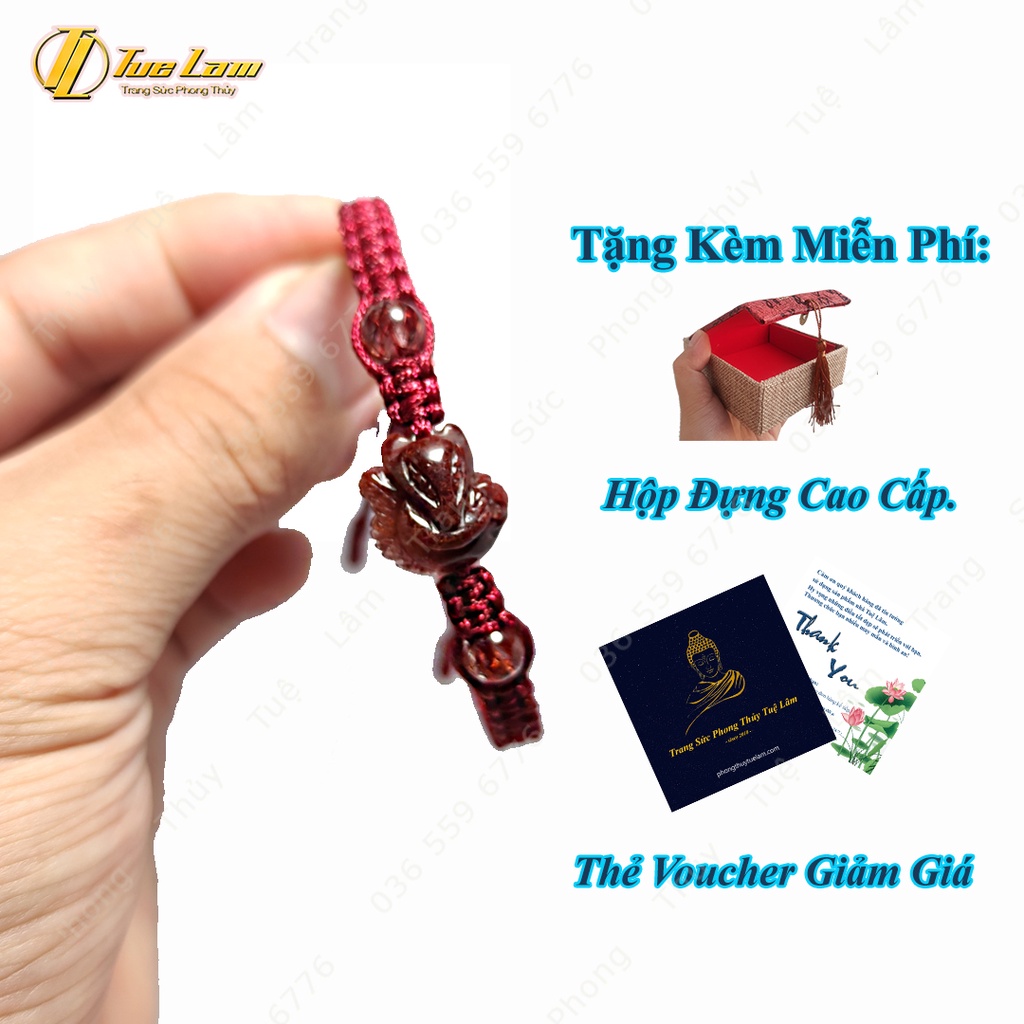 Vòng tay nữ handmade bện dây chỉ cao cấp mix mặt hồ ly tóc đỏ - Tuệ Lâm