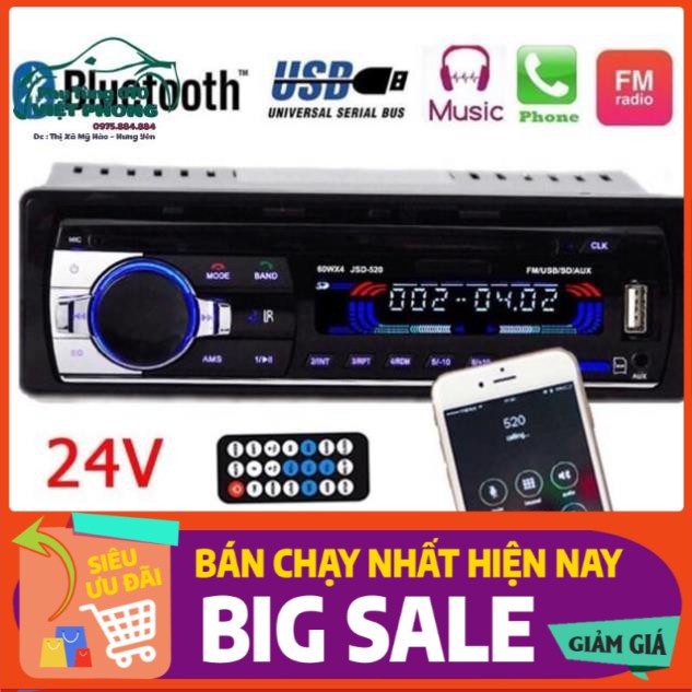 Đài Thẻ Oto Đủ Chức Năng : Radio , USB , SD , AUX,Blutooth 12v / 24v