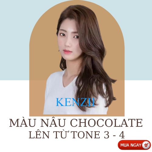 Thuốc nhuộm tóc màu nâu chocolate  Tặng trợ nhuộm  Kenzii lên từ tone 3 - 4 ( Thuốc nhuộm tóc nâu )