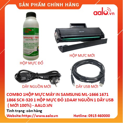 COMBO 1HỘP MỰC MÁY IN SAMSUNG ML-1666 1671 1866 SCX-320 1 HỘP MỰC ĐỎ 1DÂY NGUỒN 1 DÂY USB ( MỚI 100%) - AALO.VN