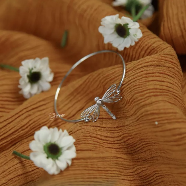 Vòng Tay Nữ Bạc 925 Cao Cấp SHIMMER SILVER DRAGONFLY Thiết Kế Họa Tiết Con Chuồn Chuồn