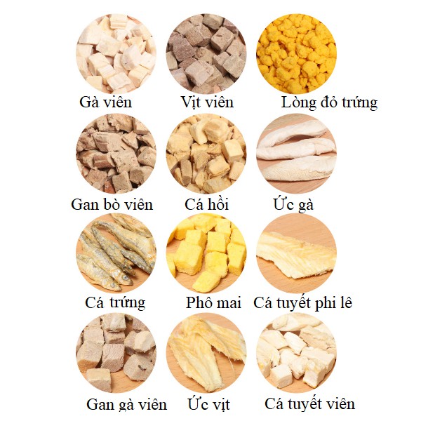 |Thanh lý| Hộp mix 12 thức ăn sấy khô cho chó mèo 500g, công nghệ sấy đông khô