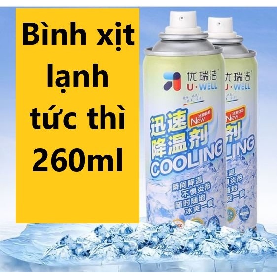 Bình Xịt Làm Lạnh Tức Thì, Xịt Mát Cơ Thể, Làm Mát Yên Xe, Ghế Ngồi Ô Tô  An Toàn 260Ml