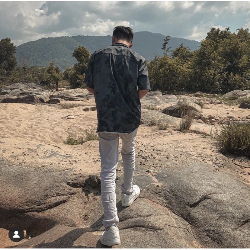 Áo sơ mi họa tiết tay ngắn nam nữ Ulzzang unisex