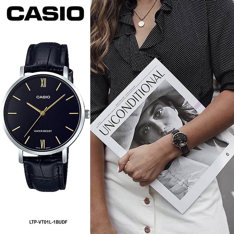 Đồng hồ nữ dây da Casio Anh Khuê LTP-VT01L-1BUDF