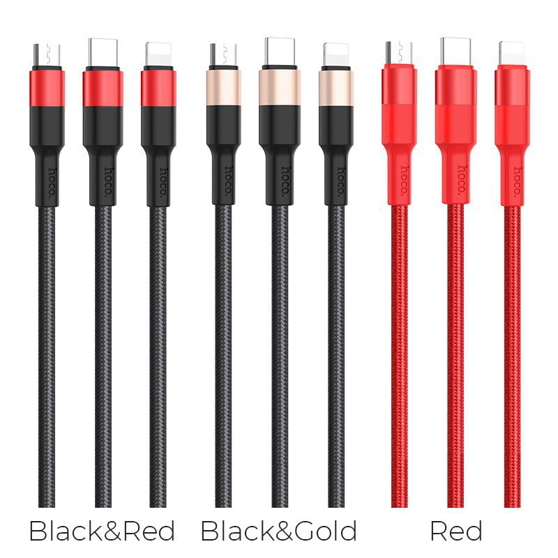 Cáp Sạc Hoco X26- 3 đầu Lightning Micro-USB Type-C Dài 1M - Dùng Cho Các Thiết Bị Androi Iphone Ipad- Bảo Hành toàn Quốc