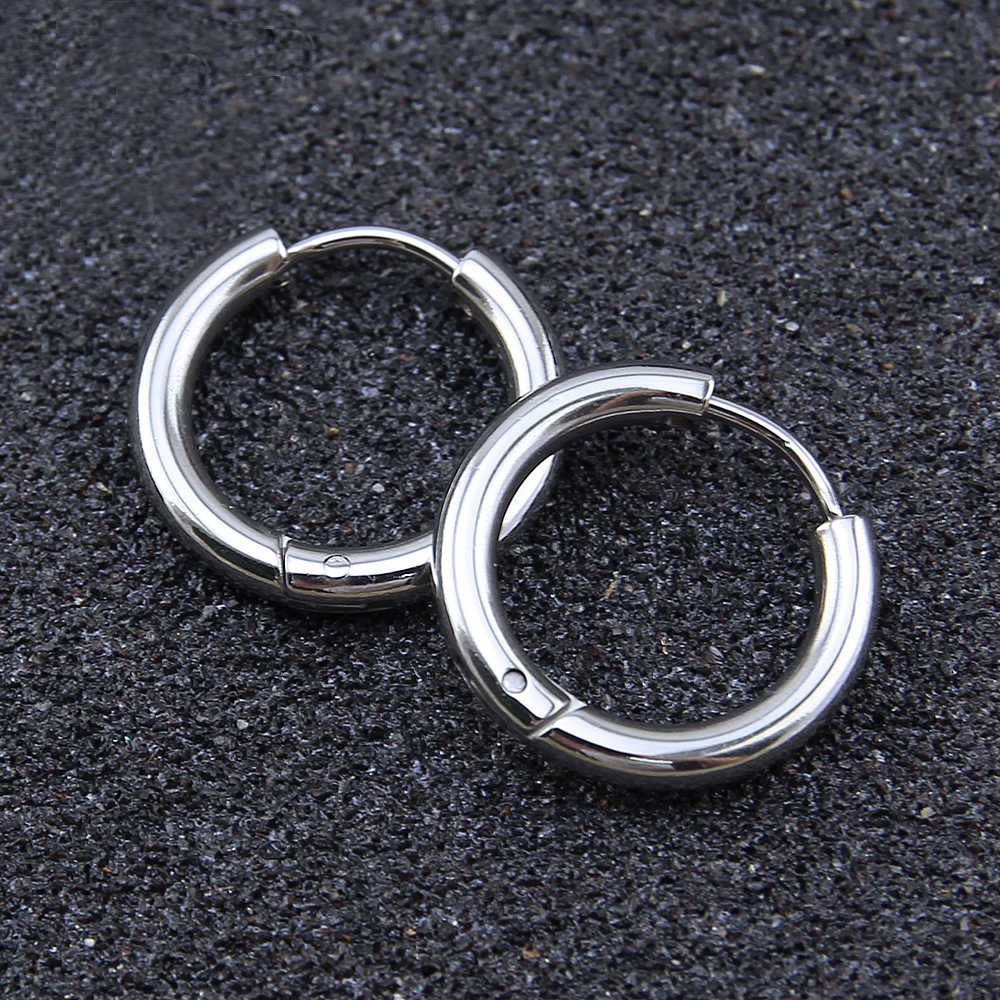 Khuyên tai nam nữ trơn cá tính, bông tai titan thời trang unisex - KTU0006 - ChuotsStory