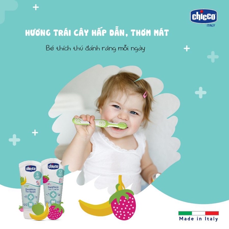 KEM ĐÁNH RĂNG NUỐT ĐƯỢC CHICCO CỦA Ý CHO BÉ TỪ 6M