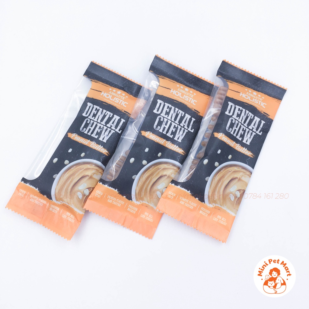Xương gặm sạch răng, thơm miệng cho chó hình bàn chải ABSOLUTE HOLISTIC DENTAL CHEW  - Vị bơ đậu phộng