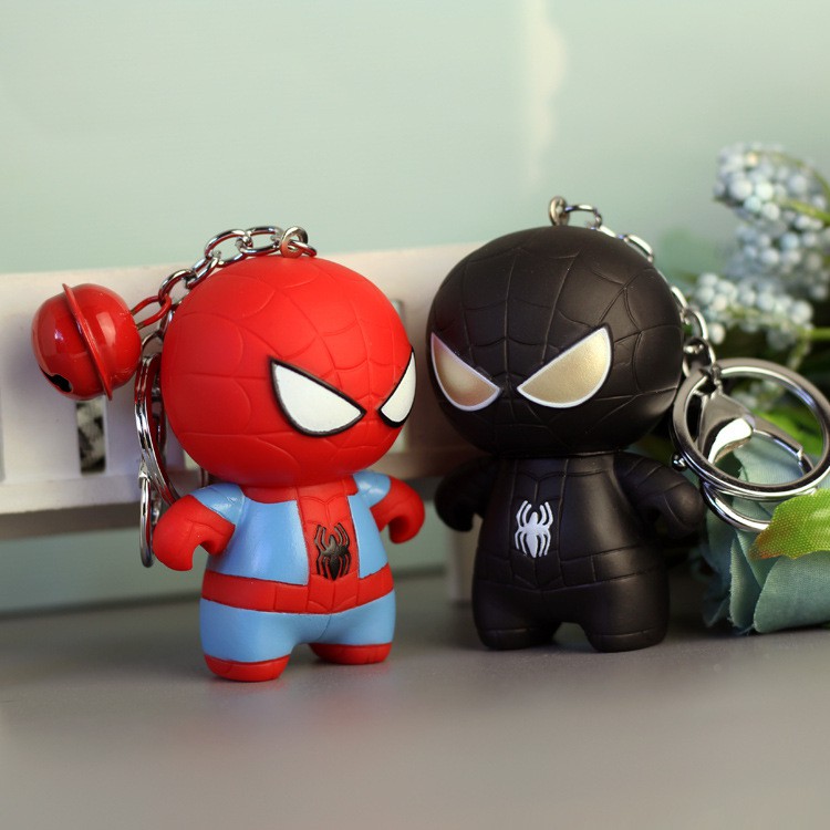 Móc khóa Spider Man kèm chuông bản đẹp chất liệu nhựa cao cấp