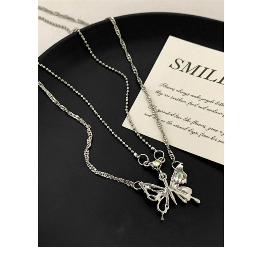 Honypove Necklace Love Aurora Diamond Pendant Collarbone Chain