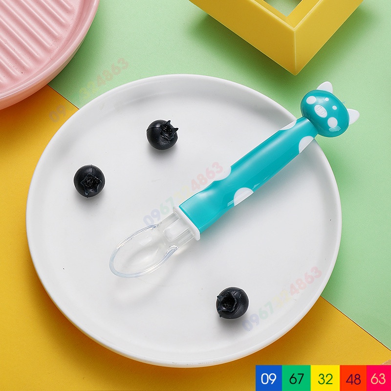 Thìa ăn dặm silicon ĐẦU MÈO MỀM DẺO an toàn cho bé yêu