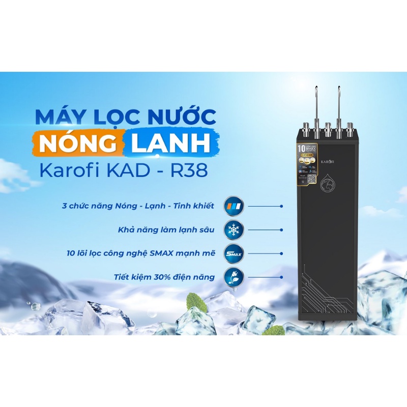 [FREESHIP HCM] Máy Lọc Nước Nóng Lạnh Karofi KAD-R38 - 10 Lõi Lọc - Bảo Hành 3 Năm