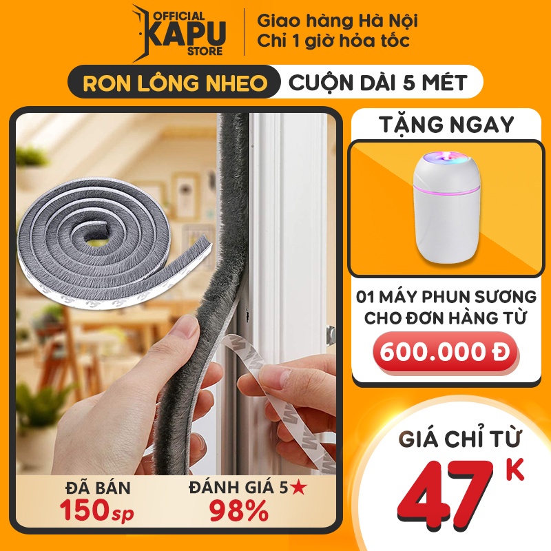 Ron lông dán khung cửa dài 5 mét chống côn trùng khói bụi - Phụ Kiện Cửa KAPU