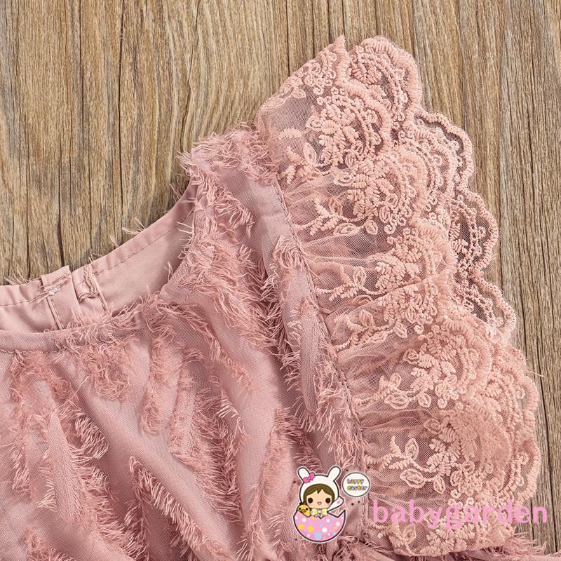 Áo Liền Quần Tay Ngắn Phối Ren Thời Trang Mùa Hè Cho Bé Gái Từ 0-2 Tuổi