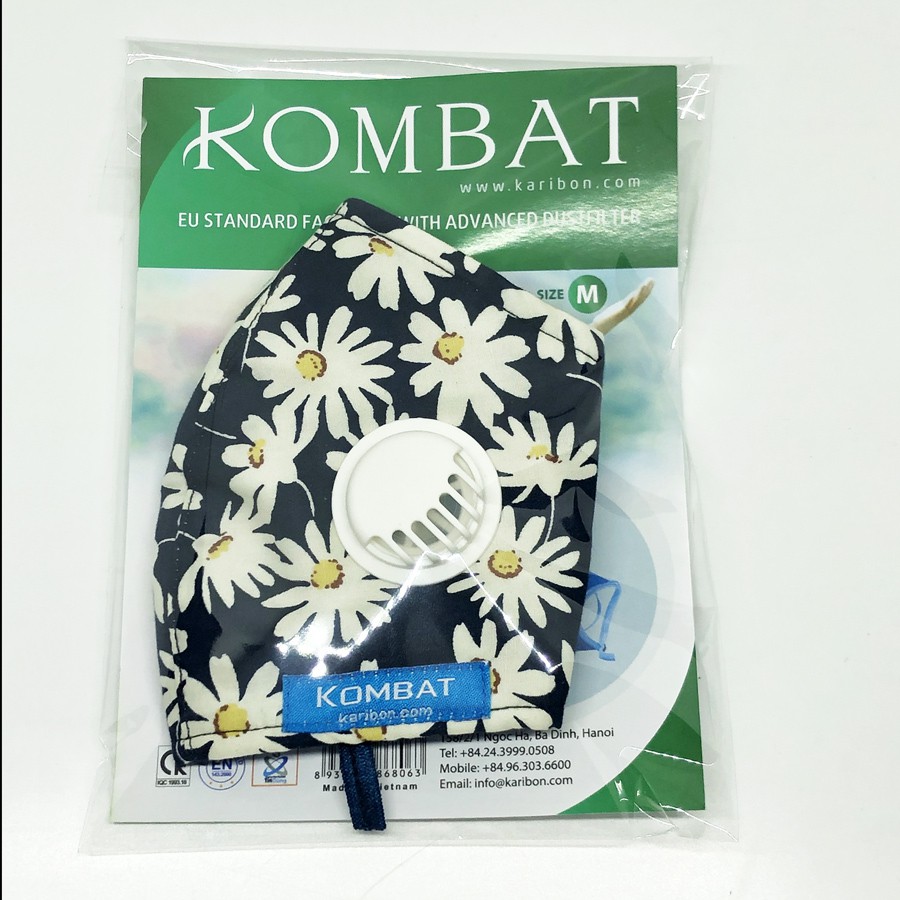 Khẩu trang vải Karibon 8 lớp cúc họa mi có van thở 1 chiều | BigBuy360 - bigbuy360.vn