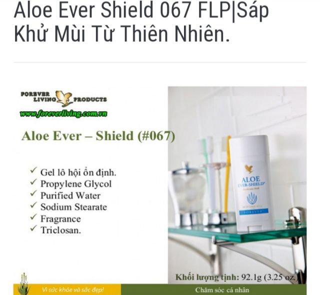 Aloe Ever-Shield 067 FLP-Sáp khử mùi từ thiên nhiên