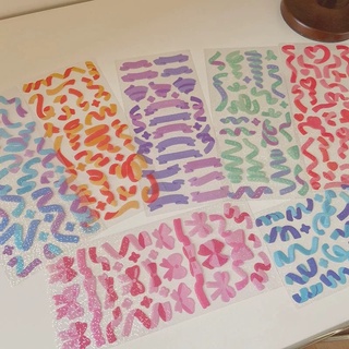 Sticker confetti dây ruy băng lấp lánh trang trí top loaders colorful ribbons ST018