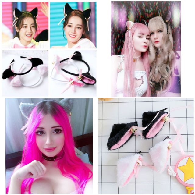 Kẹp tóc tai mèo - băng đô lông mèo neko chan anime Nhật Bản - phụ kiện cosplay