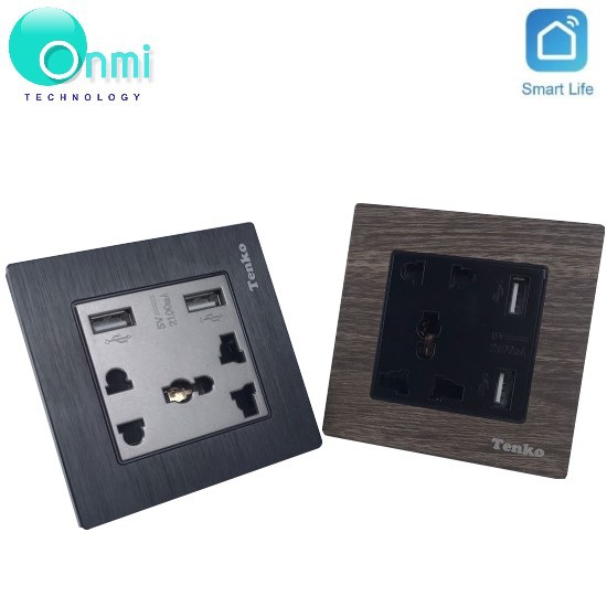 Bán sỉ - Ổ cắm điện đôi + 2 USB âm tường (5V-2100mA), tiện dụng đa năng hàng Tenko - ONMI.VN chính hãng