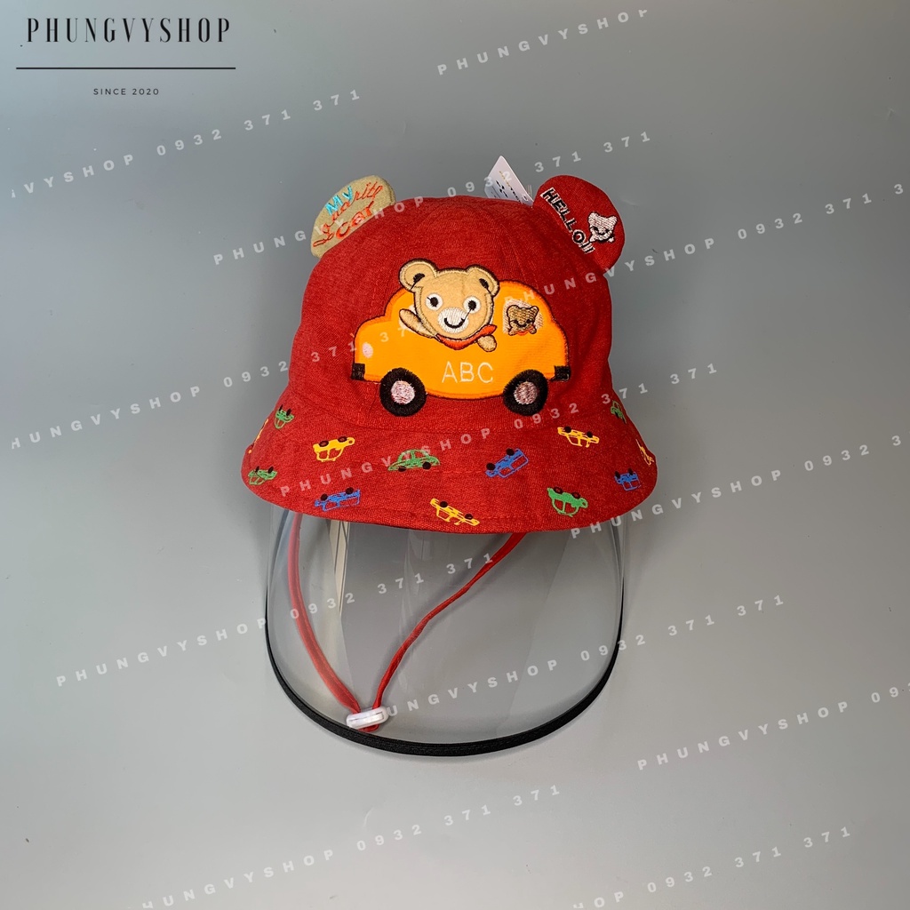 (Bé &lt;15 tháng/ Vòngđầu 47.5cm) Mũ CHỐNG GIỌT BẮN cho bé trai bé gái - BÉ ĐI XE HƠI- Nón cản bụi trẻ em