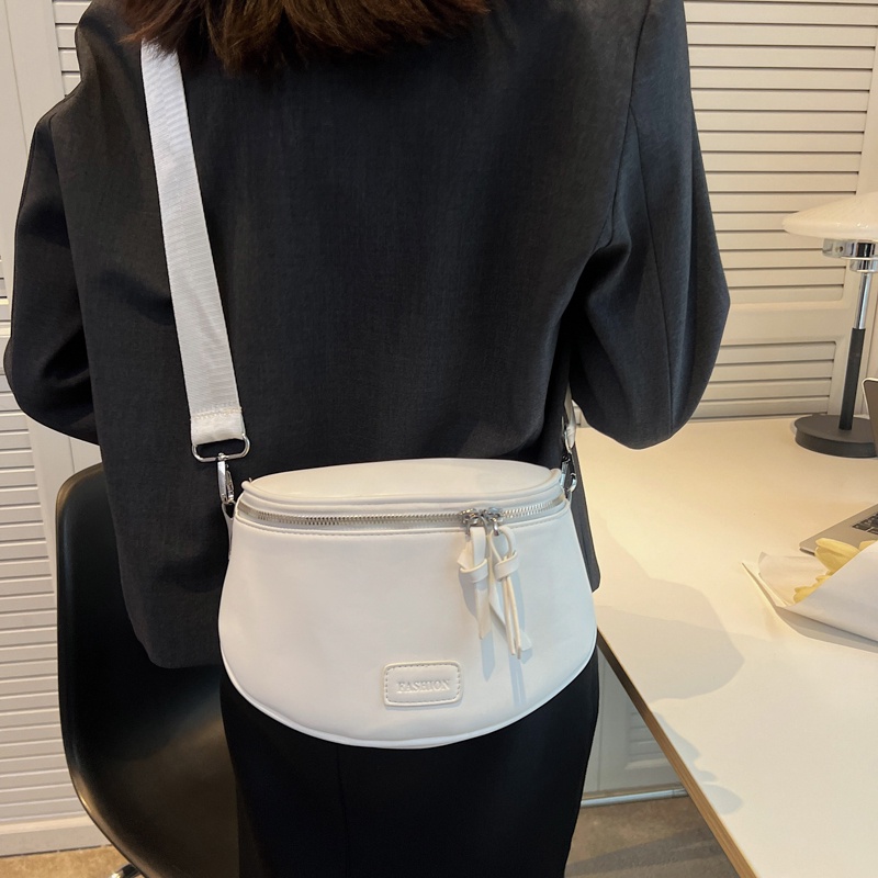 IELGY Túi Đeo Vai Màu Trơn Có Khóa Kéo Phong Cách Hàn Quốc Thời Trang Cho Nữ