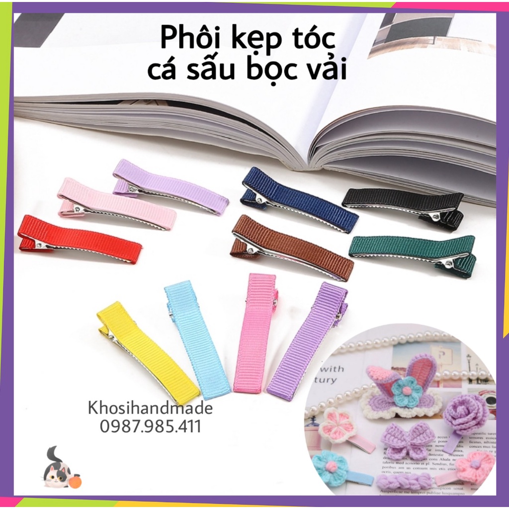 Phôi kẹp tóc cá sấu bọc vải (Gói 10 cái)